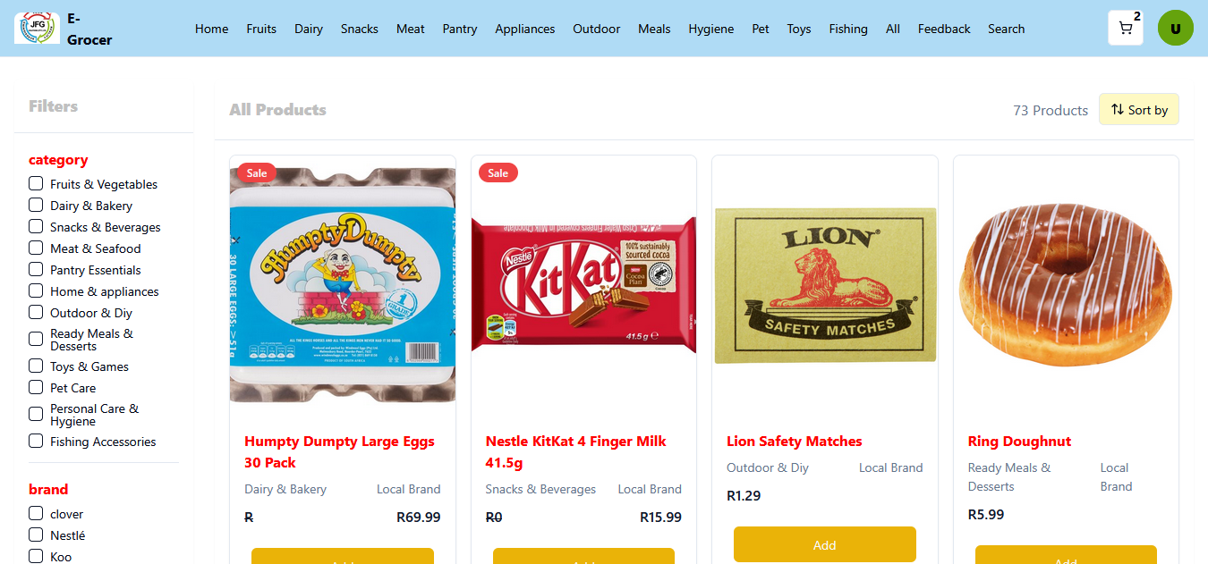E-commerce product listing